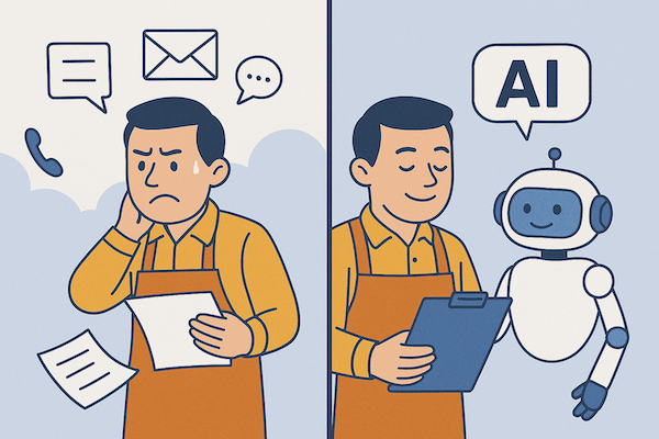 Small business owner reclaiming time with AI automation